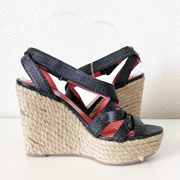 Via Spiga  Karla Black Espadrille Platform Wedges Size 8 - Picture 7 of 11